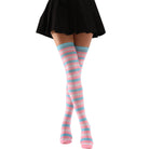 Femboy wear femboy striped thigh high socks front