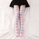 Femboy wear femboy striped thigh high socks