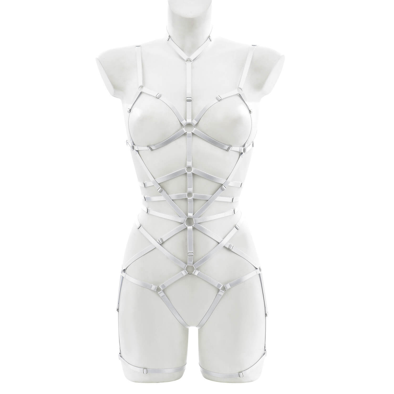 Femboy wear full body elastic harness for femboy