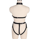 Femboy wear full body leather harness back