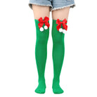 Femboy wear green femboy christmas thigh high socks with bow