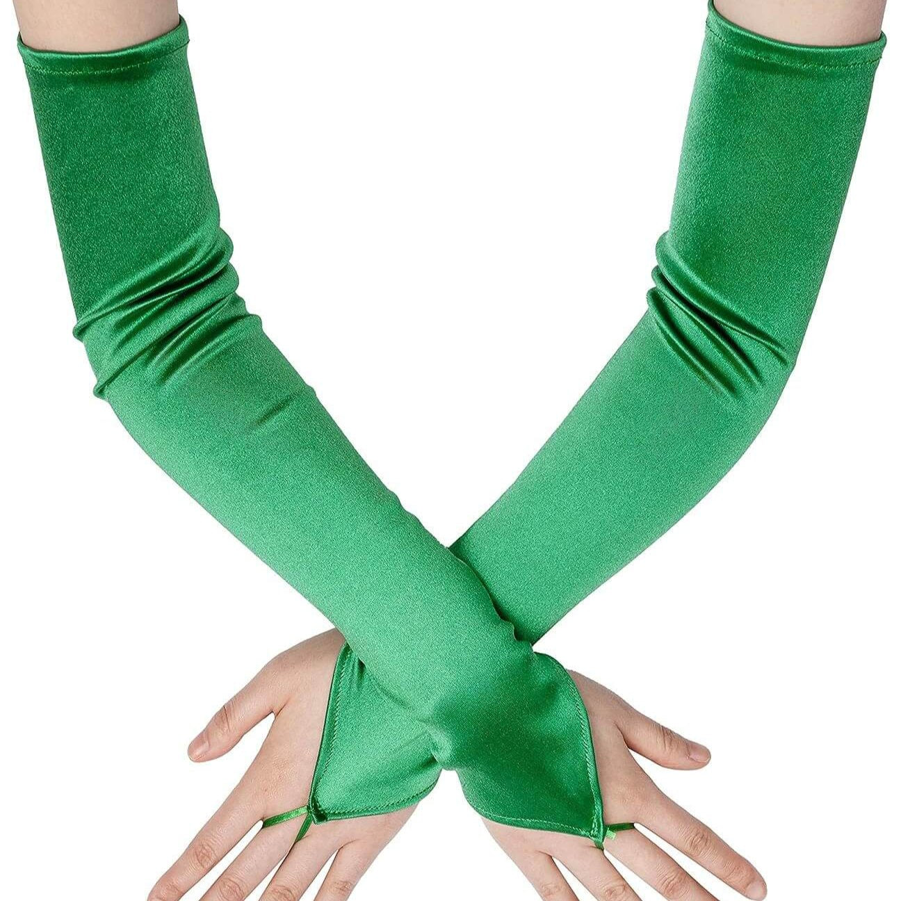 Femboy wear green finger loop gloves