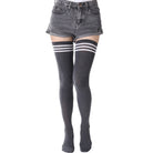 Femboy wear grey extra long thigh high socks for femboy