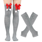 Femboy wear grey femboy christmas thigh highs and arm warmers set