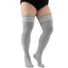 Femboy wear grey white femboy plus size thigh high socks