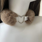 Femboy wear khaki sexy fur heart choker