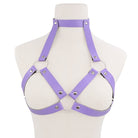 Femboy wear leather harness cage bra