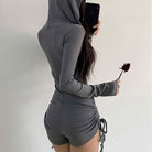 Femboy wear long sleeve hooded romper back