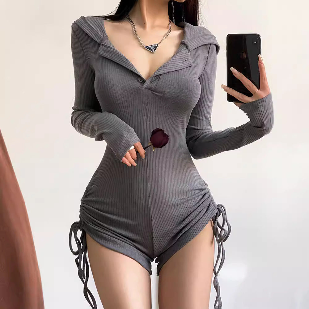 Femboy wear long sleeve hooded romper femboy fashion