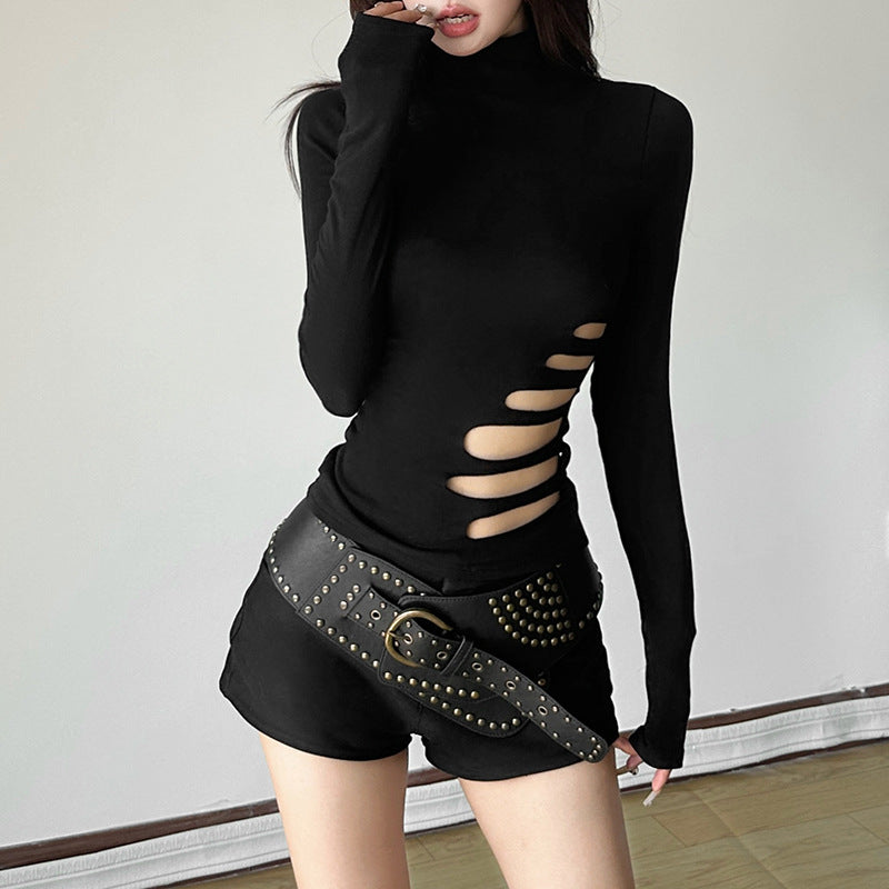 Femboy wear mock neck long sleeve top