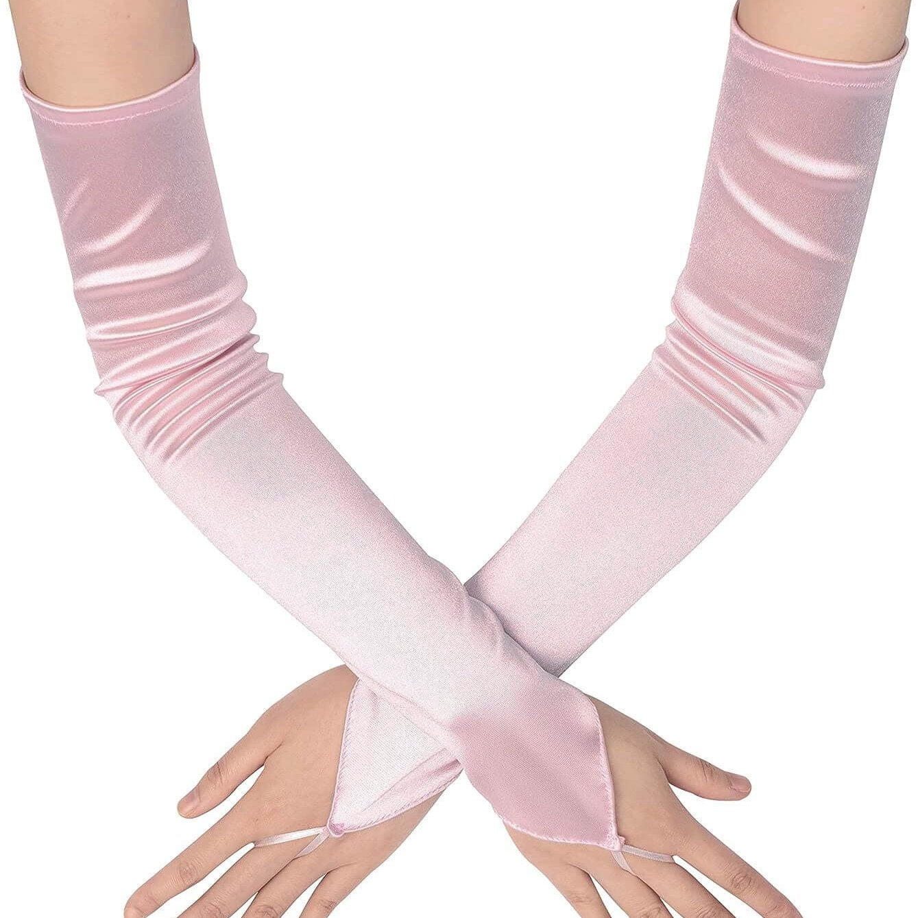 Femboy wear pink finger loop gloves