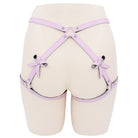 Femboy wear pink leather booty harness with bow