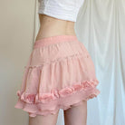 Femboy wear pink skirt with 3d flowers side