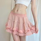 Femboy wear pink skirt with 3d flowers