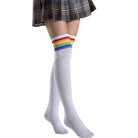 Femboy wear rainbow striped thigh high socks femboy fashion