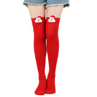 Femboy wear red femboy christmas striped thigh high socks with santa