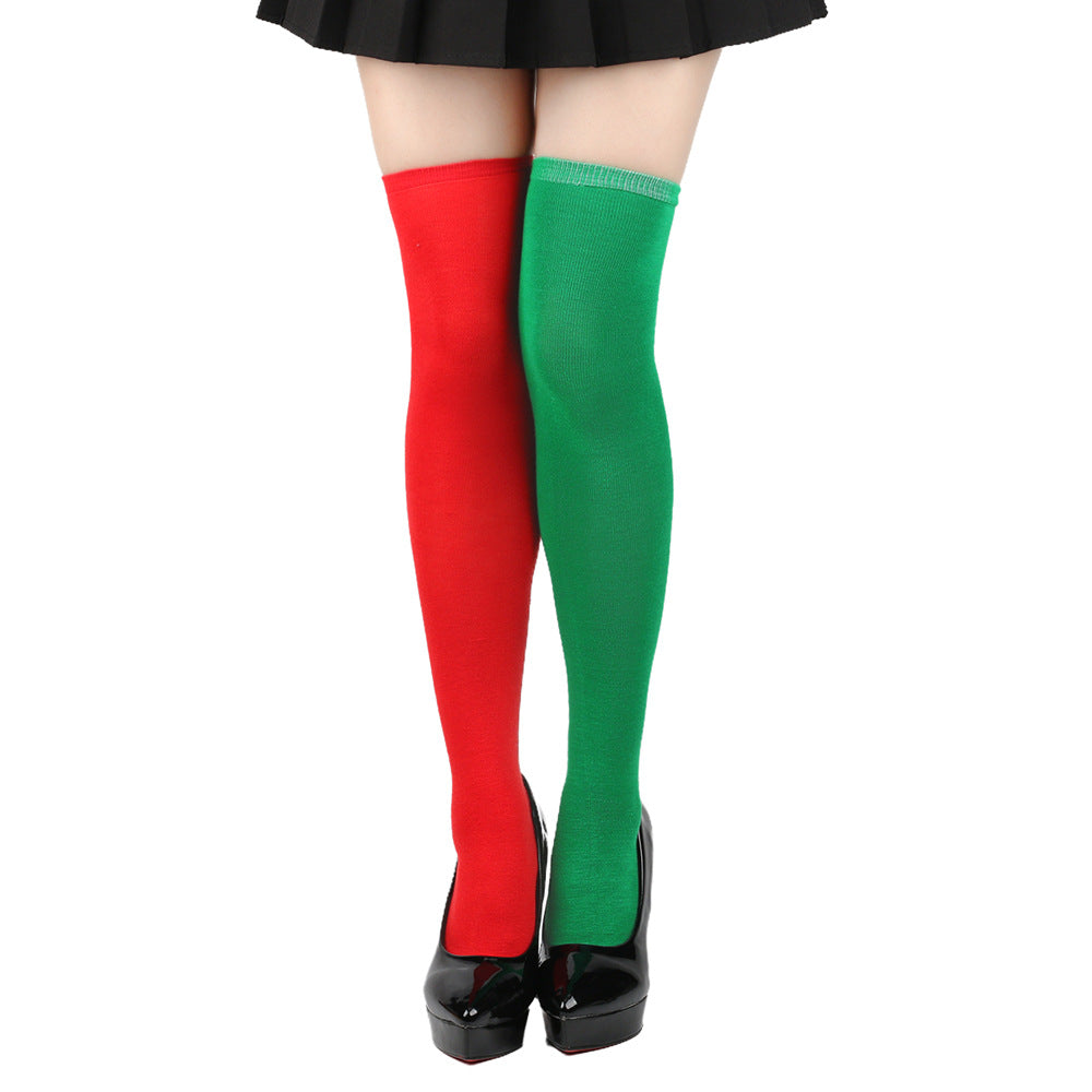 Femboy wear red green femboy christmas thigh high socks