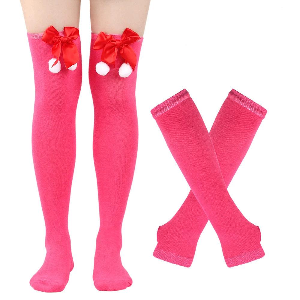 Femboy wear rose femboy christmas thigh highs and arm warmers set