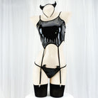 Femboy wear sexy black devil lingerie set