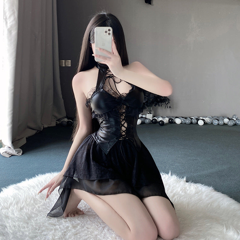 Femboy wear sexy black gothic backless lingerie femboy fashion