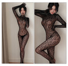 Femboy wear sexy black lace backless bodystocking