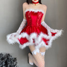 Femboy wear sexy blackless christmas dress with gloves femboy fashion