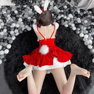 Femboy wear sexy bunny backless christmas dress back