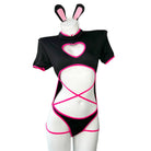 Femboy wear sexy bunny bodysuit lingerie back