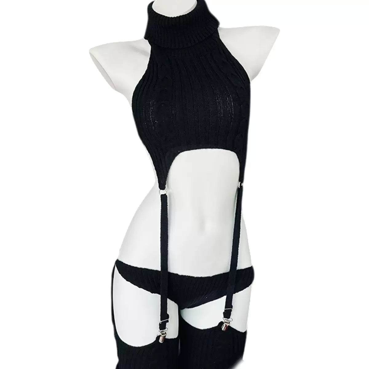 Femboy wear sexy cut out leather thong lingerie bodysuit for femboy