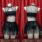 Femboy wear sexy dots mesh top and skirt lingerie set for femboy