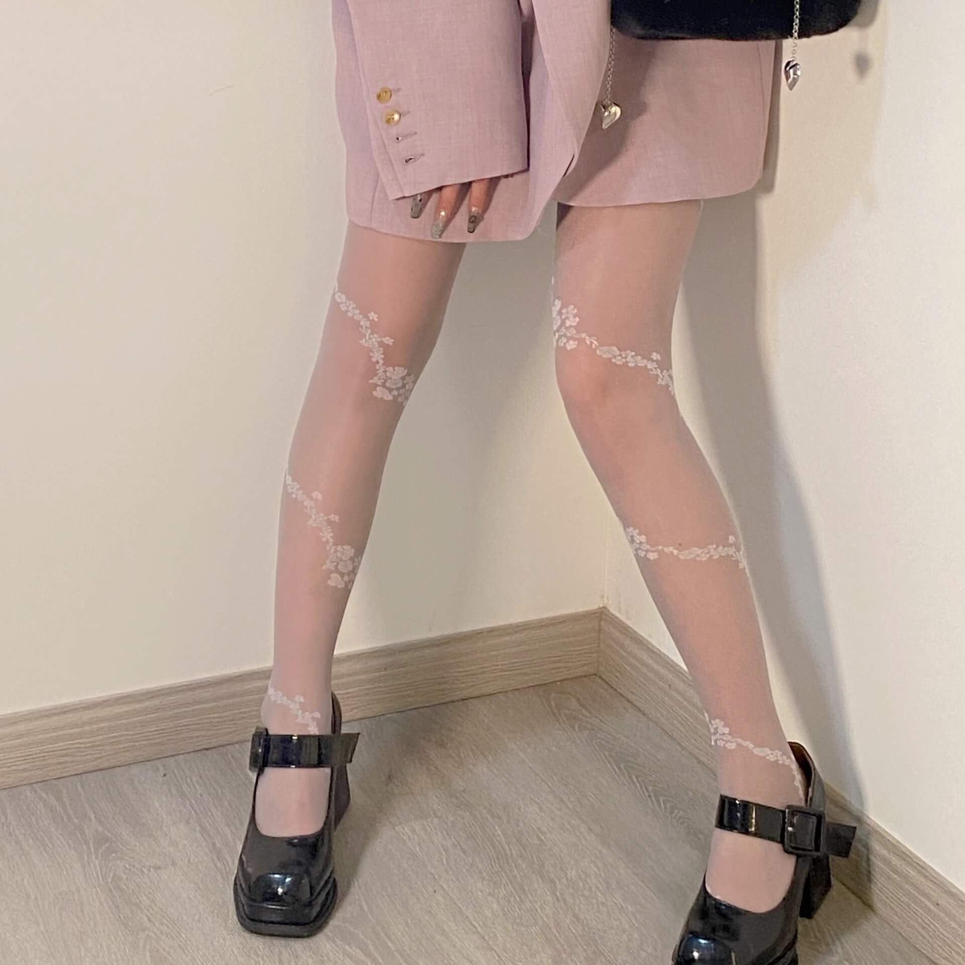 Femboy wear sexy floral sheer pantyhose for femboy