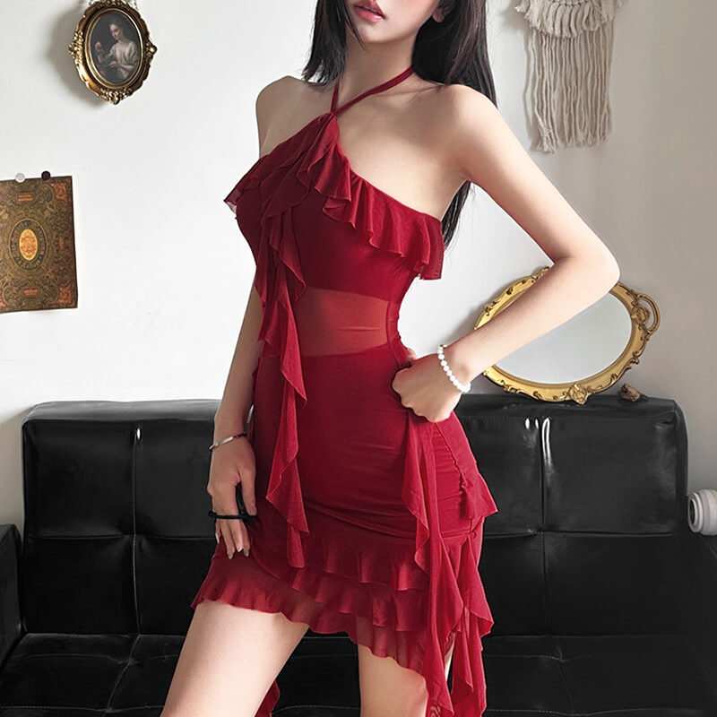 Femboy wear sexy halter backless slim dress femboy fashion