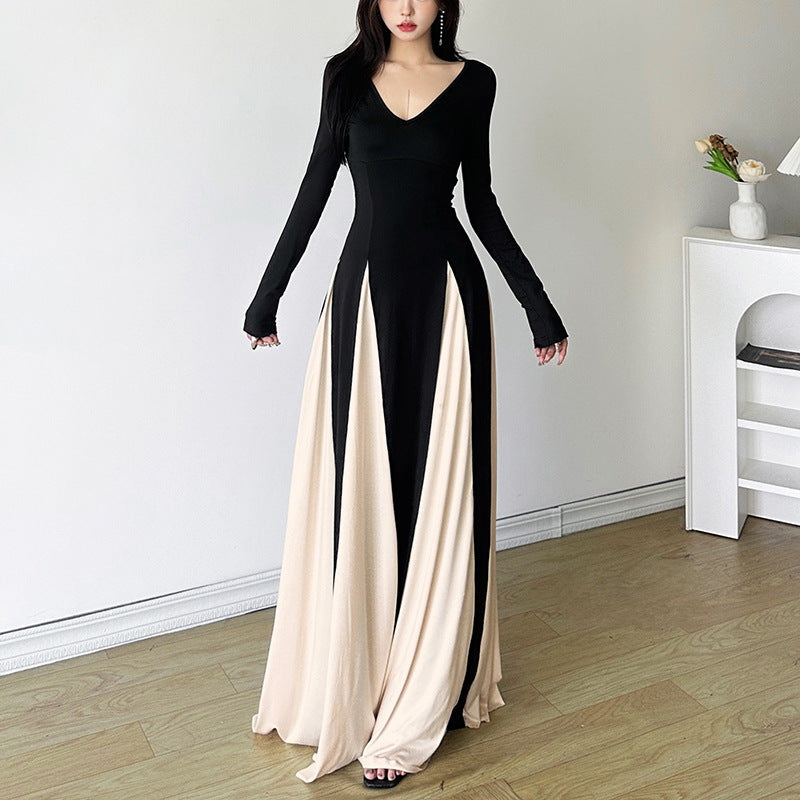 Femboy wear sexy long sleeve color block maxi femboy fashion