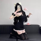 Femboy wear sexy plus size cat ears maid lingerie side
