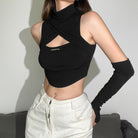 Femboy wear sexy sleeveless crop top with gloves set femboy fashion