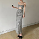 Femboy wear sexy slim silver glitter slip dress for femboy