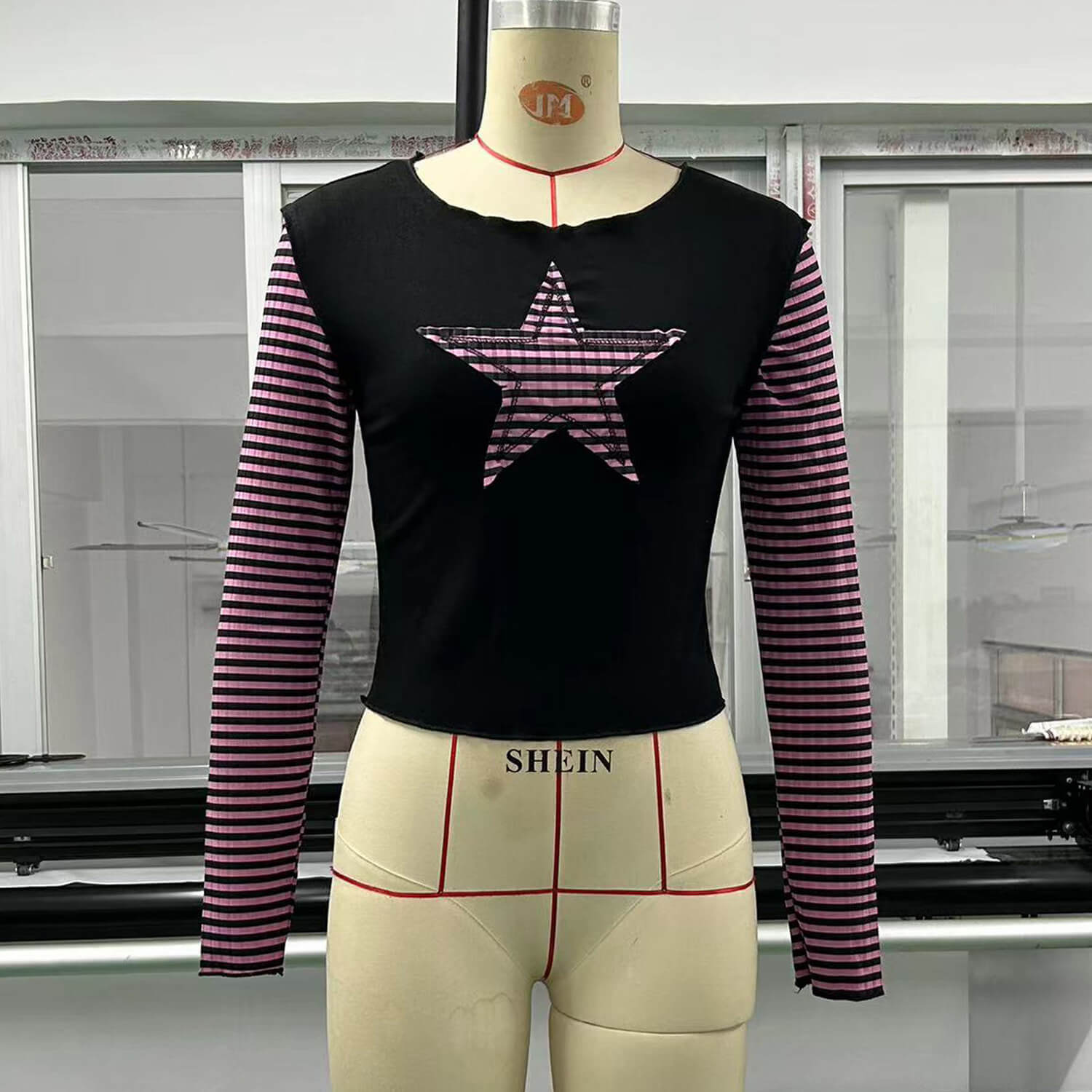 Femboy wear sexy y2k star striped long sleeve tee for femboy