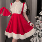 Femboy wear short sleeve christmas dress front