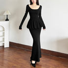 Femboy wear slim long sleeve black dress femboy fashion