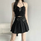 Femboy wear sweet black irregular pleated skirt