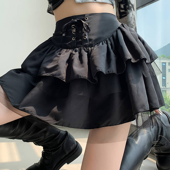 Femboy wear sweet black lace layered skirt femboy fashion