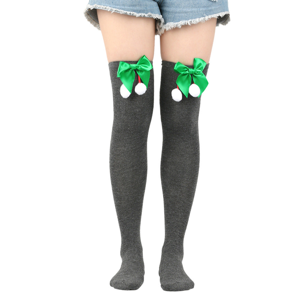 Femboy wear sweet cute femboy christmas thigh high socks with bow for femboy