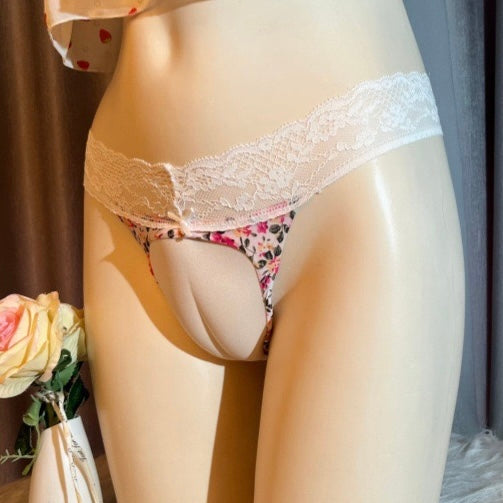 Femboy wear sweet cute print hiding gaff panty thong femboy fashion