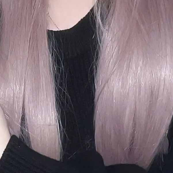 Femboy wear sweet femboy ash purple long straight wig with bangs for femboy