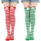 Femboy wear sweet femboy christmas striped thigh high socks with