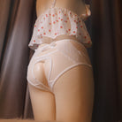 Femboy wear sweet lace back cut out hiding gaff panties for femboy