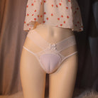 Femboy wear sweet lace double strapped cameltoe panty front