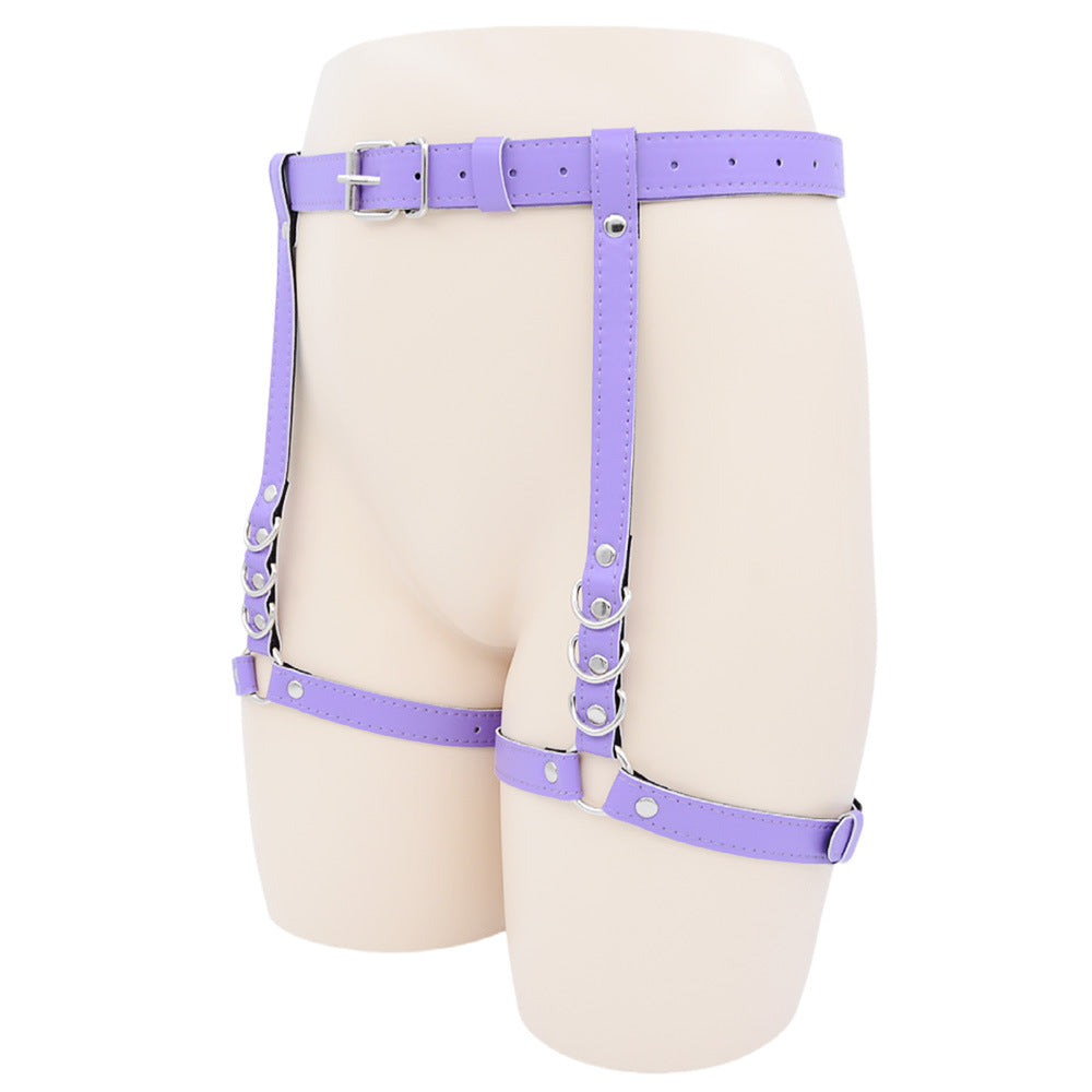 Femboy wear sweet leather garter belt leg harness for femboy