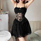 Femboy wear sweet sexy black lace corset dress