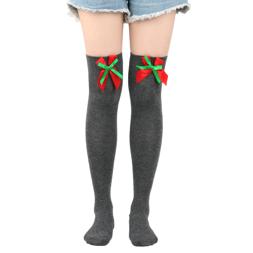 Femboy wear sweet sexy femboy christmas thigh high socks with bow for femboy